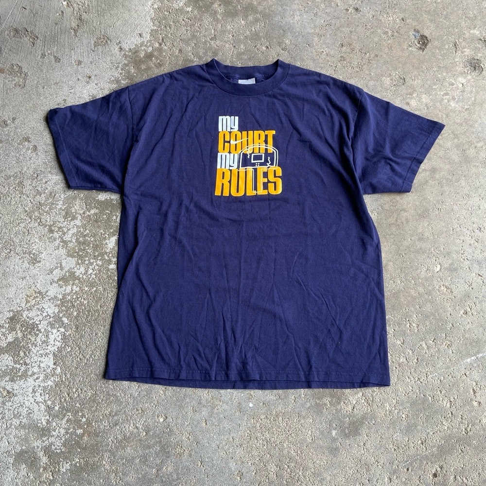 vintage Nike navy blue t-shirt‎ my court my rules 2000s swoosh basketball